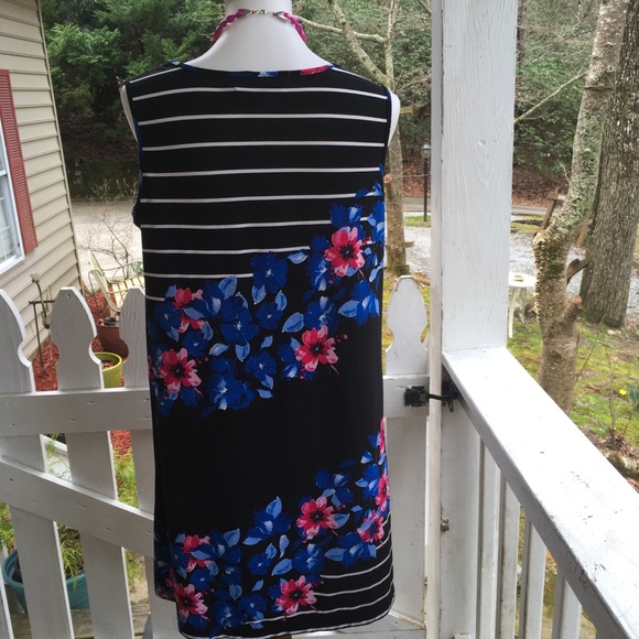 Kim Rogers Floral & Striped Dress PM FREE SHIP - Picture 3 of 5
